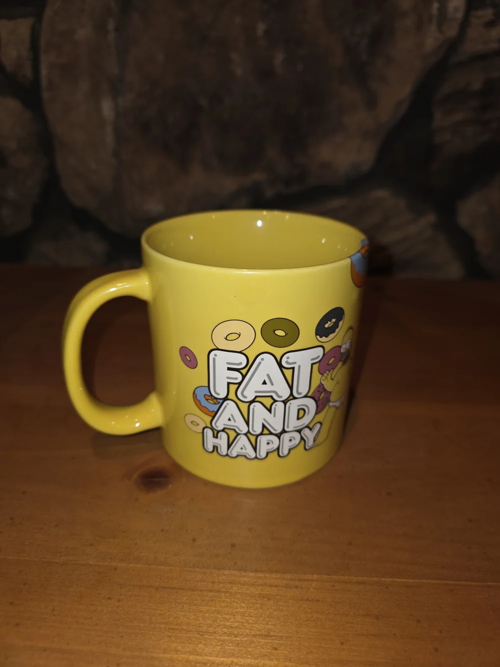 Homer Simpson Yellow Ceramic Coffee Mug - 'Eat and Be Happy'